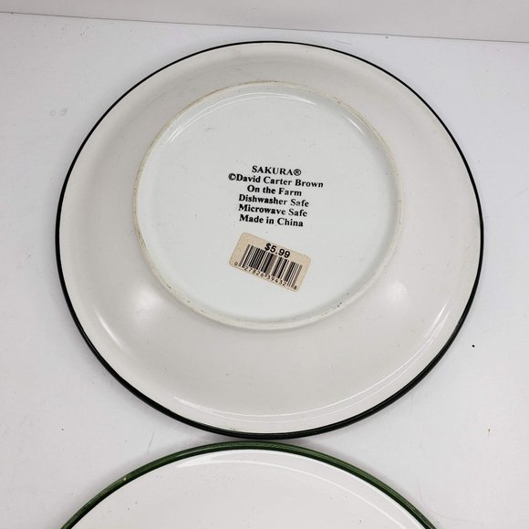 Sakura David Carter Brown On The Farm Chicken Rooster Plates Set of 2 8" - Picture 5 of 6